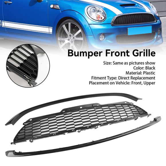 Mini Cooper S R56 (2007-2013) & Grade dianteira preta brilhante de 3 peças para JCW Hatchback de 3 portas