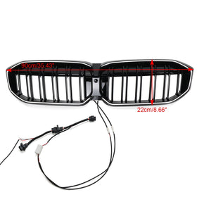 2023-2026 BMW Serie 3 G20 G21 LCI Parrilla de doble línea negra Parachoques delantero Parrilla LED - 0