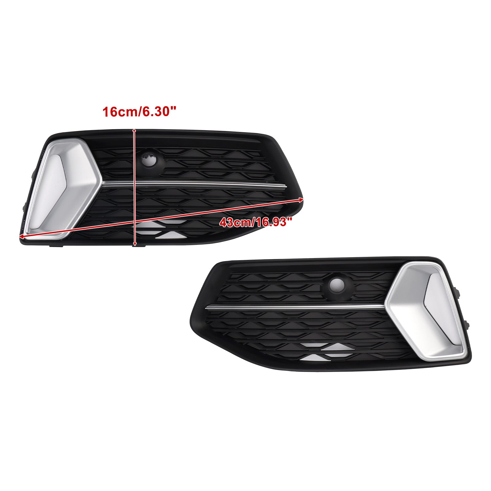Audi A6 C8 2018-2024 2 piezas rejilla de parachoques delantero luz antiniebla cubierta cromada negra