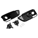 Grille de phare antibrouillard en nid d'abeille pour Audi Q5 Sline/SQ5 FY 2018 – 2021, pare-chocs avant, couvercle inférieur noir avec trou ACC-11