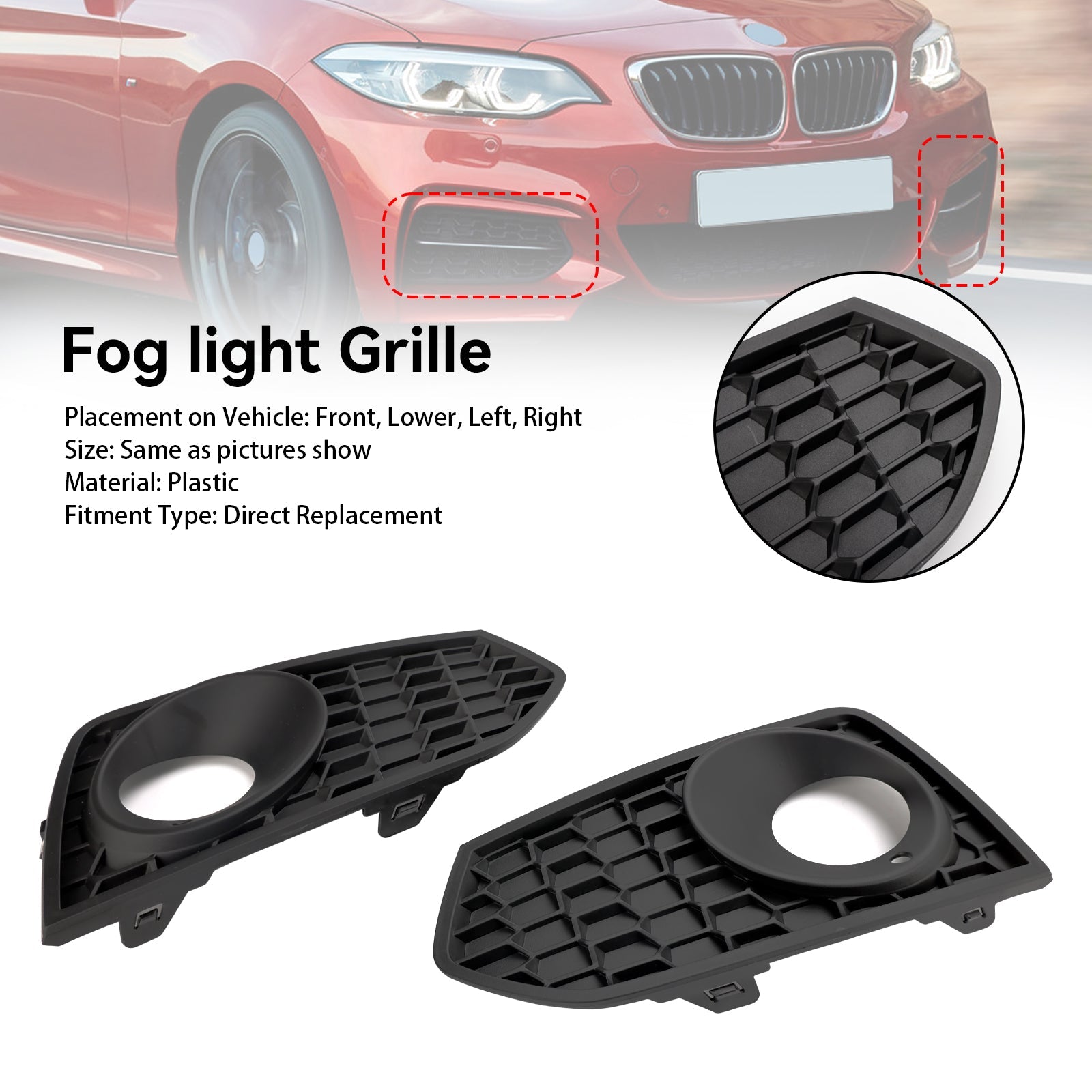 BMW 03/2014-04/2017 2-Series F23 M Sport Parachoques 51118055319 51118055320 2PCS Parrilla de luz antiniebla del parachoques delantero