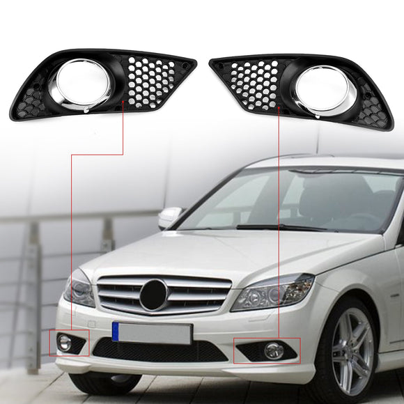 Mercedes-Benz Classe C 2008-2010 W204 A2048850353 Conjunto de Grelhas para Faróis de Neblina (Par) - Para-choque Dianteiro