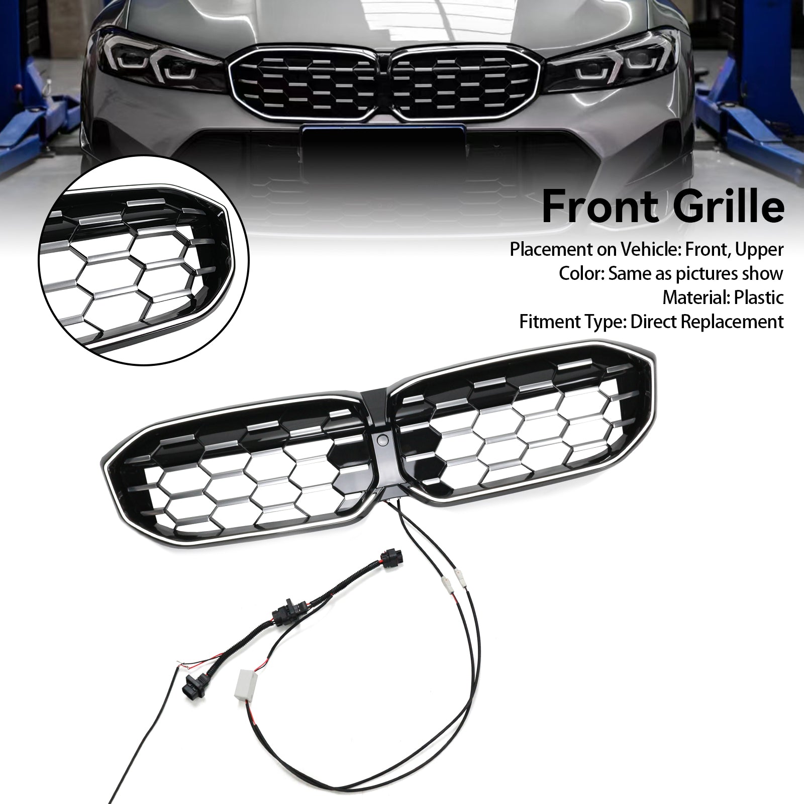 BMW 2023-2024 3 Series G20 G21 320i/330i/M340i/318i/320d Front Kidney Grille Diamond Black Silver Grill