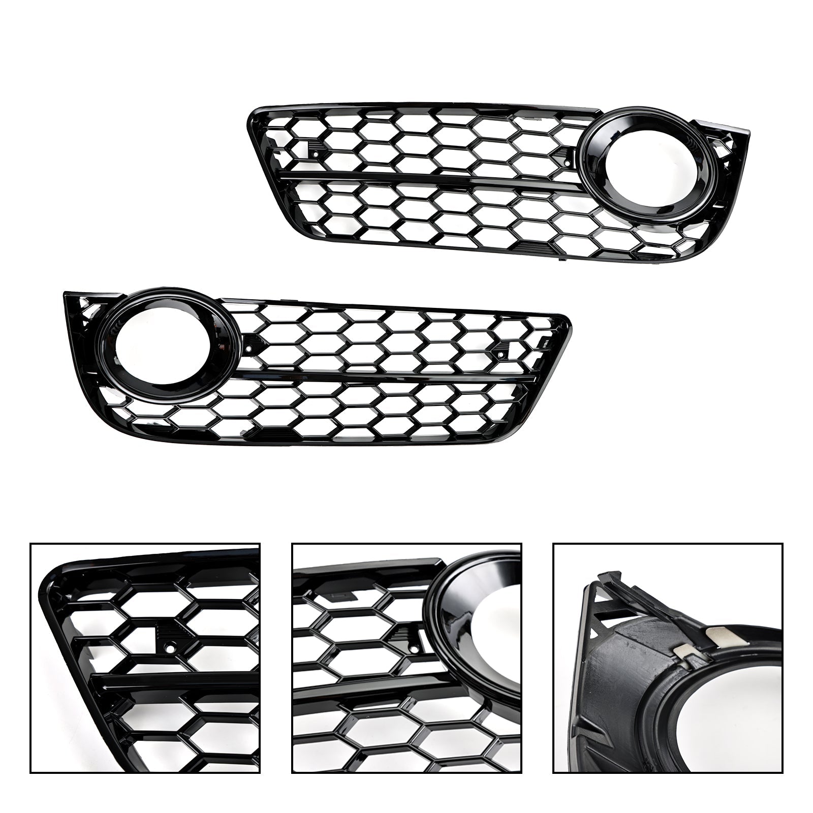 Audi 2007-2011 A5 Standart Style 1522024 Paire de grilles de phare antibrouillard avant en nid d'abeille