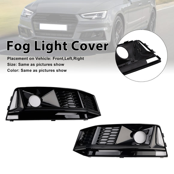 2PCS Black Front Bumper Foglight Grille Grill Fit Audi A4 B9 S4 2016-2019