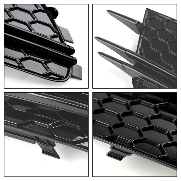 Audi 2012-2015 A6 C7 2PCS Front Fog Light Cover Bezel Black Grille