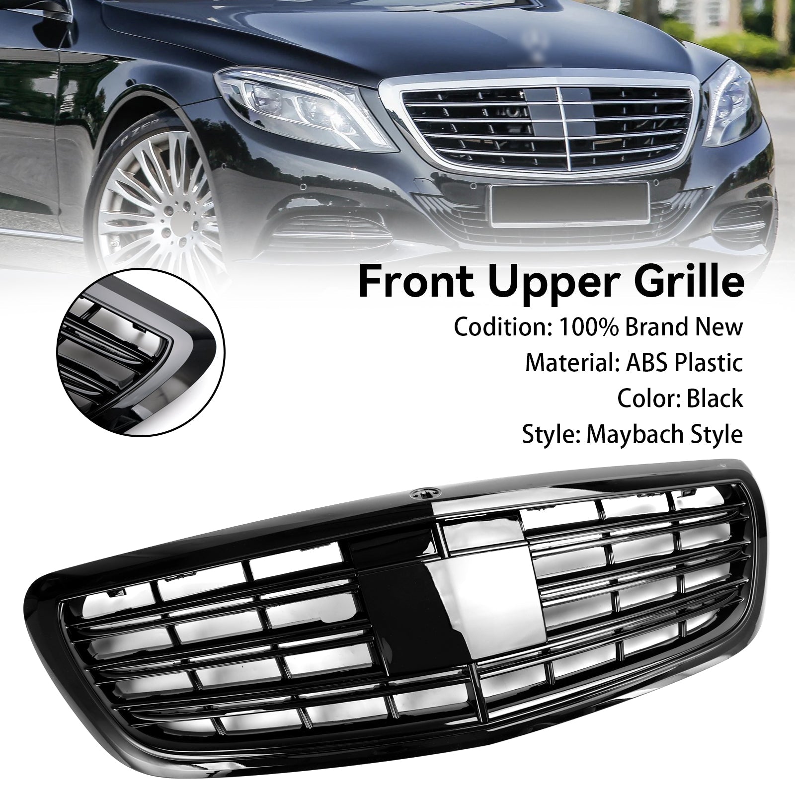 Mercedes-Benz 2014-2020 S-class W222 S400 S450 S500 S550 S560 S580 S600 S650 S680 Front Grill Black Grille