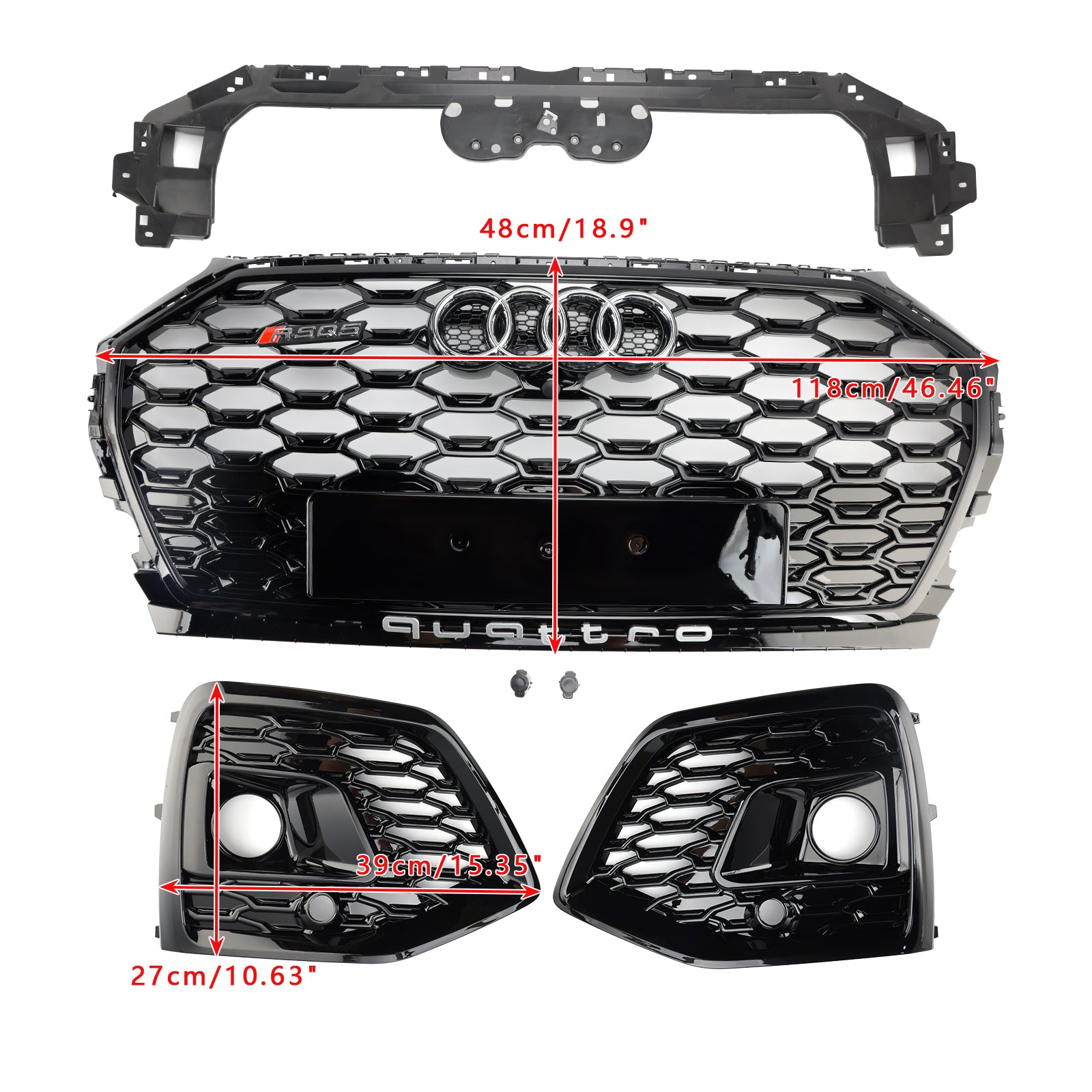 Audi Q5 Sline 2021-2025 RS Style Front Bumper Grille Honeycomb Grill & Fog Light Cover - 0