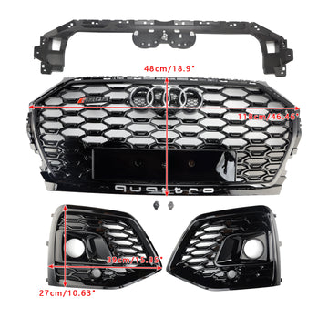 Audi Q5 Sline 2021-2025 RS-stijl voorbumpergrille honingraatgrille & Mistlampafdekking - 0