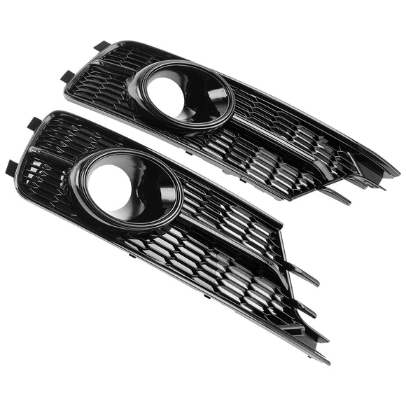 Audi A6 C7 Facelift 2015-2016 W/ACC Hole Pair Front Bumper Lower Light Cover Grille Black Grill