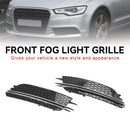 Audi 2012-2015 A6 C7 2PCS Front Fog Light Cover Bezel Black Chrome Grille-3