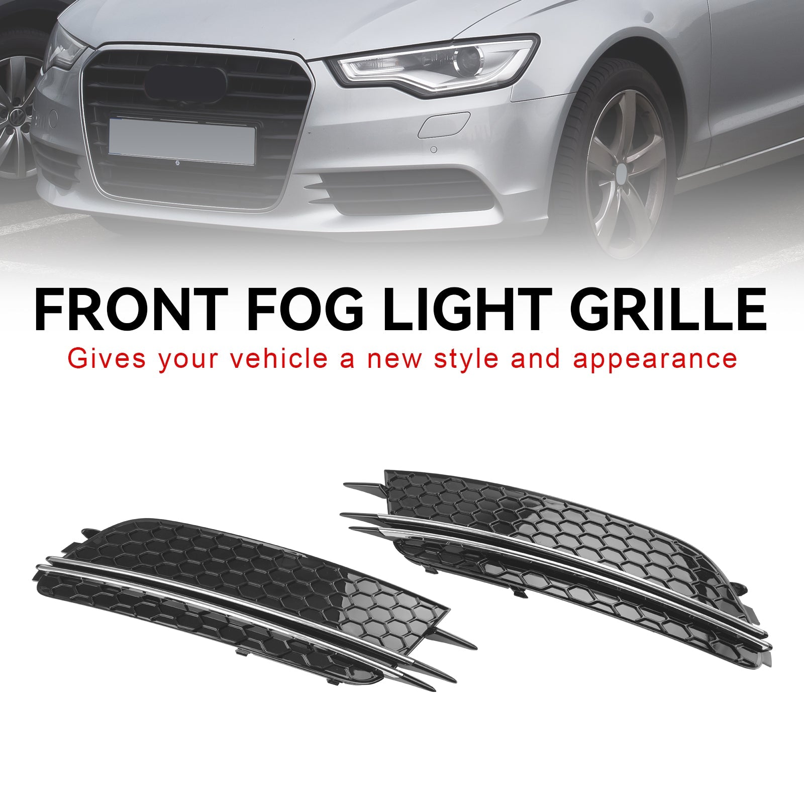 Audi 2012-2015 A6 C7 Sedan/Avant Standard Version 2PCS Front Fog Light Cover Bezel Grille