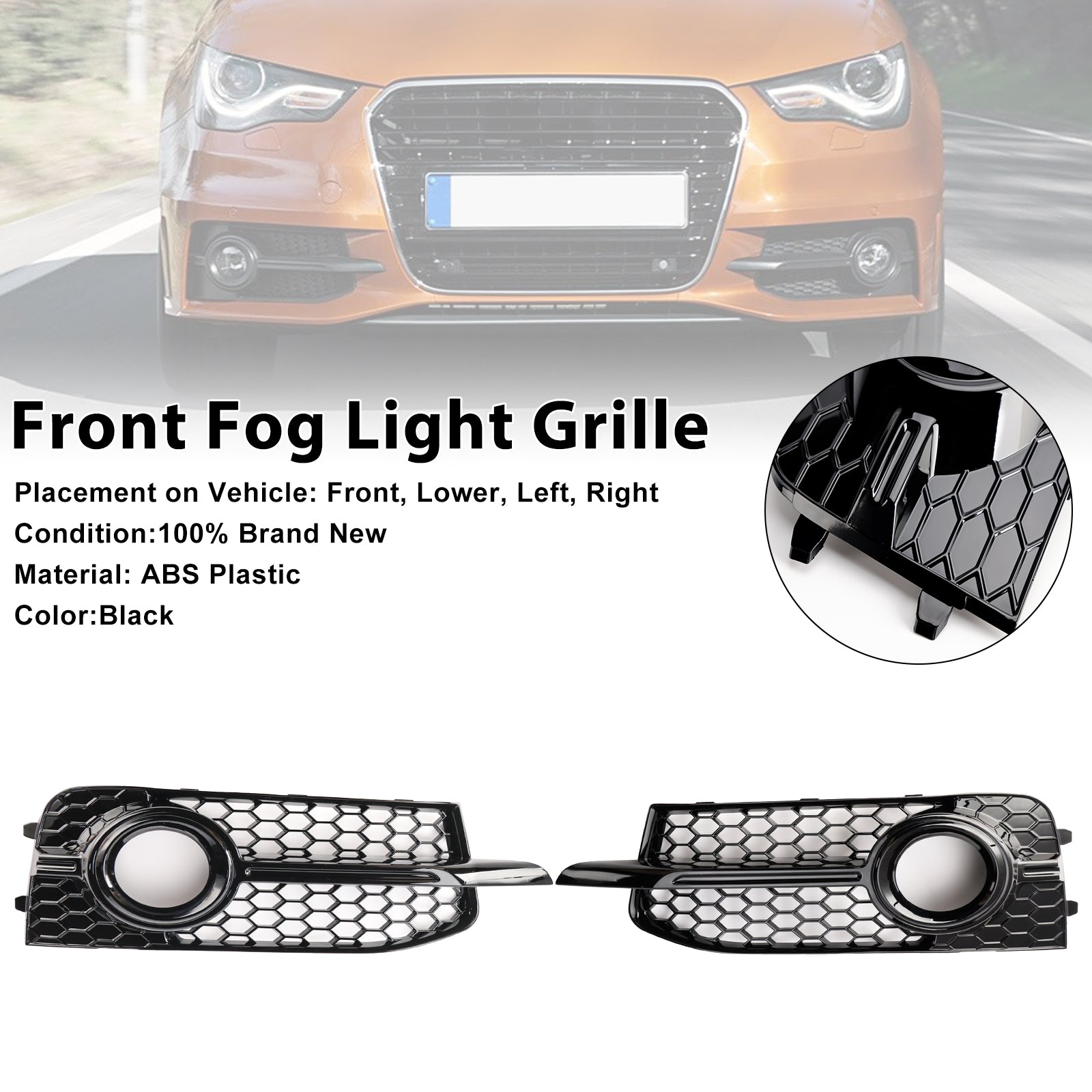2011-2014 Audi A1 S-Line 8x 2PCS BURGLE BUTUR PAUDRE BABLE COUVERTURE COURNE BLACK HEALKCOMB