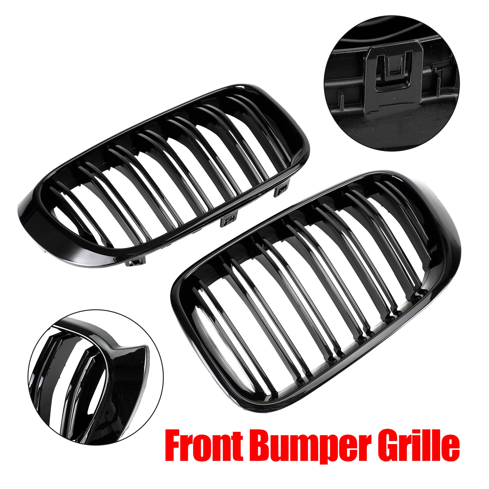 Grille de calandre avant noire brillante pour BMW X3 F25 xDrive28i/xDrive35i/sDrive18d/xDrive20d/xDrive30d 2014-2017