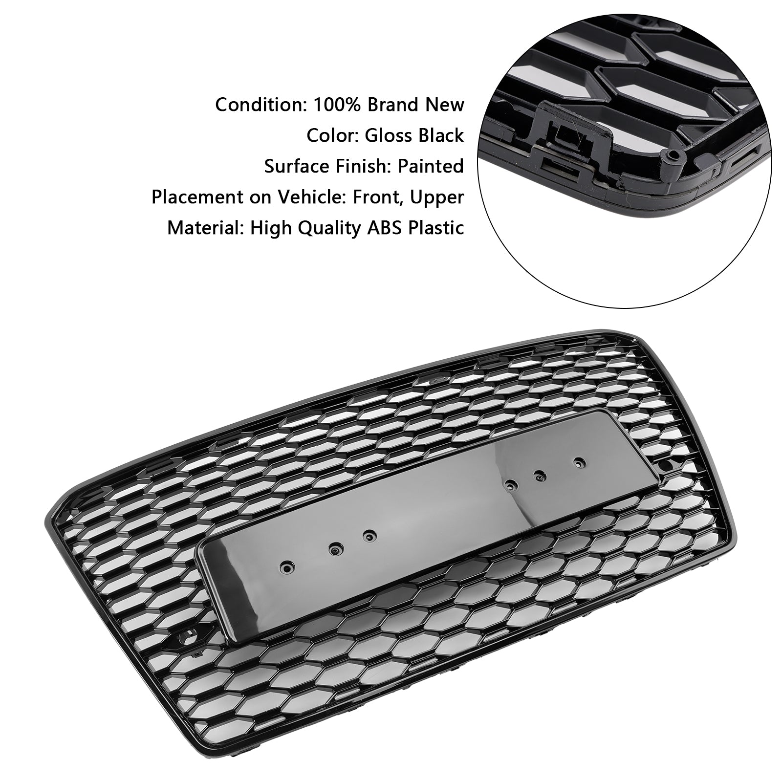 Grille de calandre hexagonale en nid d'abeille style RS7 pour Audi A7/S7 2012-2015, noire