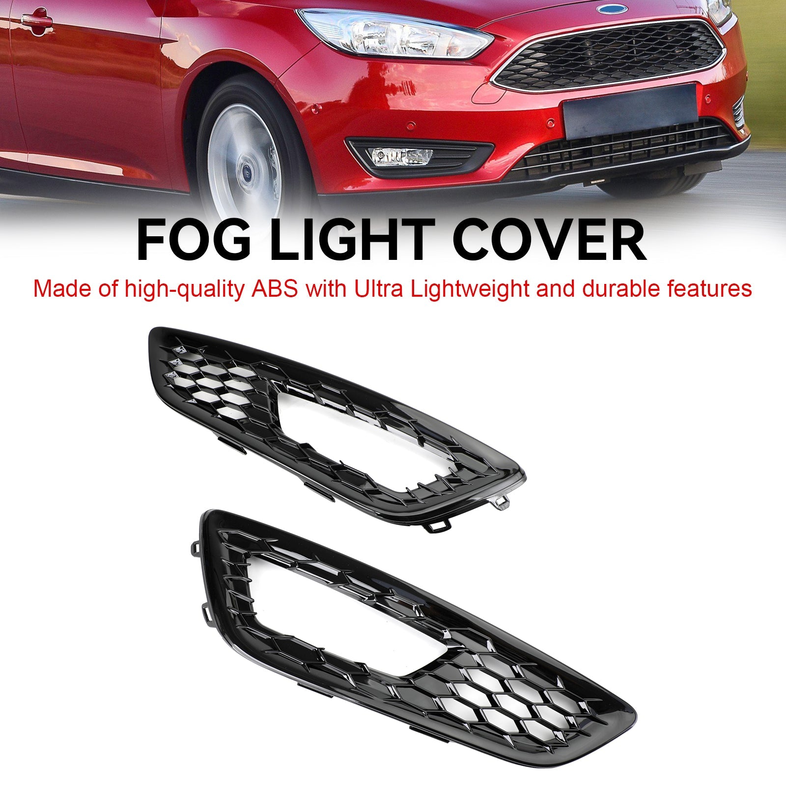 Ford 2015-2017 Focus F1EZ15200A F1EZ15201A Pair Front Bumper Fog Light Lamp Cover Bezel Grill