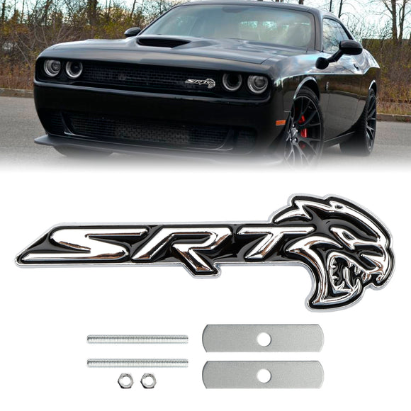 Emblema da grade dianteira SRT Hellcat para carregador Challenger SRT emblema cromado preto/vermelho cromado/vermelho preto