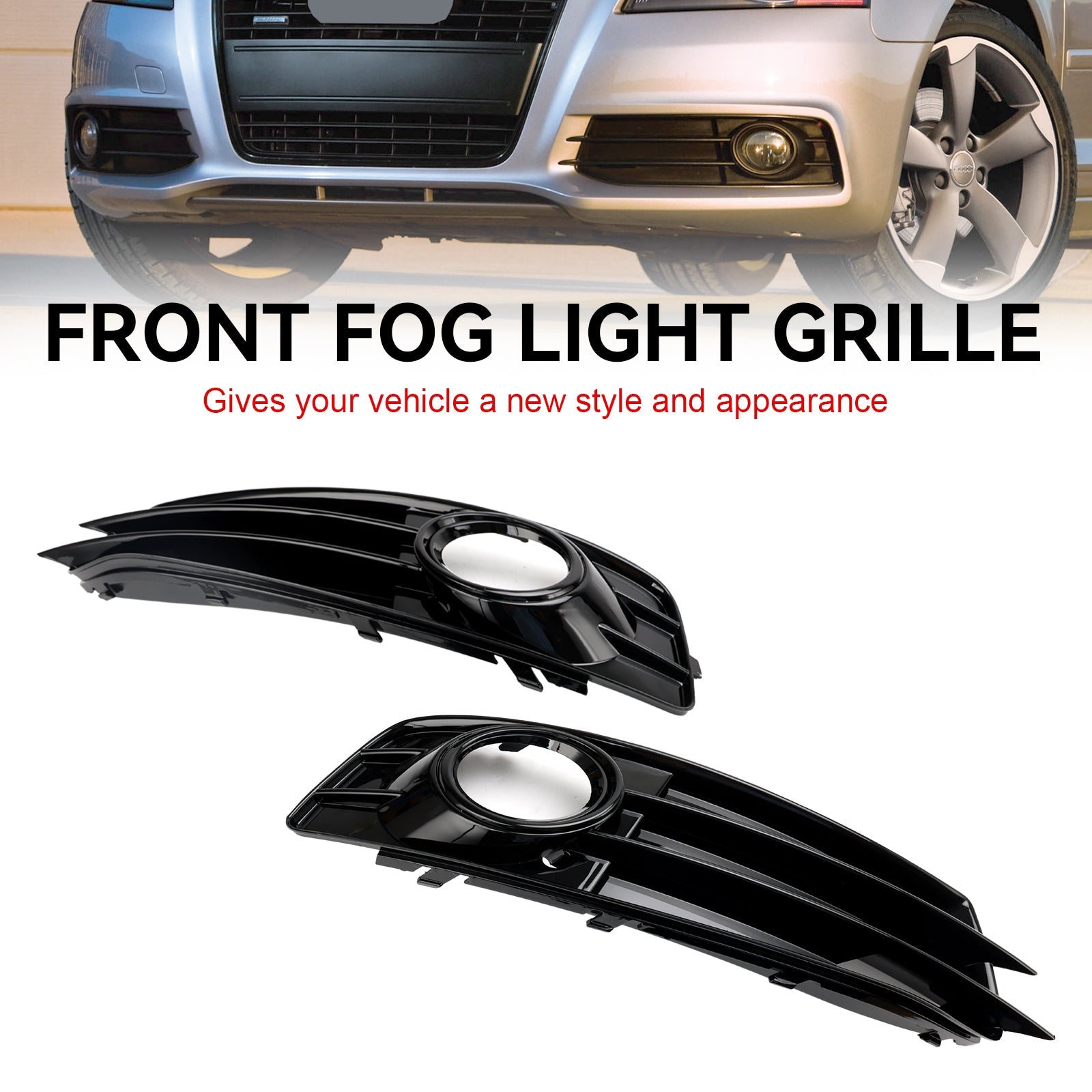 Audi 2009-2012 A3 8P S-Line 8P0807682 8P0807681 Front Lower Bumper Grille Fog Light Cover