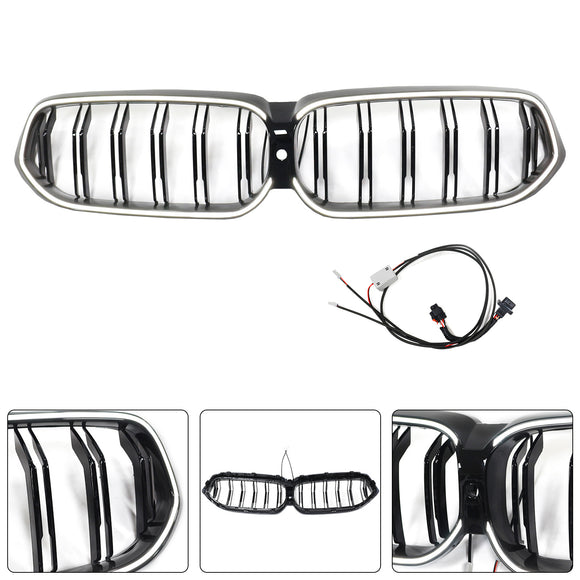 Niergrill met dubbele lamellen, zwart vooraan, geschikt voor BMW 6-serie G32 2020-2025