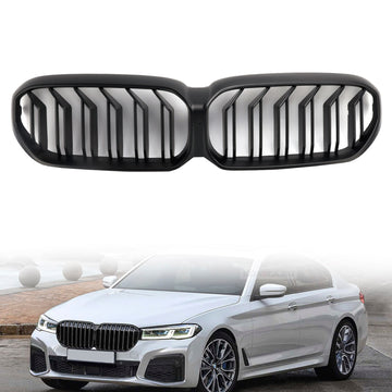2021-2024 BMW G30 G31 LCI Matzwarte grille met dubbele lamellen voorbumper niergrill