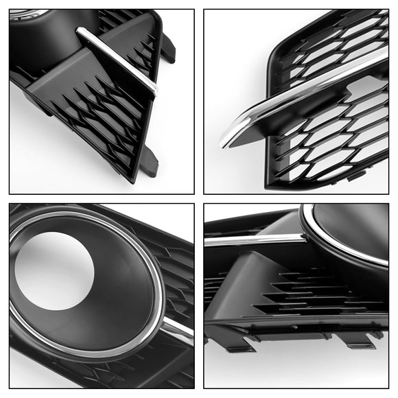 2015-2018 Audi A6 Sline / S6 C7 Fog Light Grille Front Bumper Lower Black Chrome Grill Cover 4G0807681AG 4G0807682AG