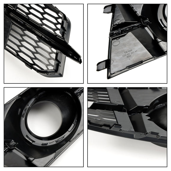 2015-2018 Audi A6 Sline / S6 C7 Fog Light Grille Front Bumper Lower Black Chrome Grill Cover 4G0807681AG 4G0807682AG