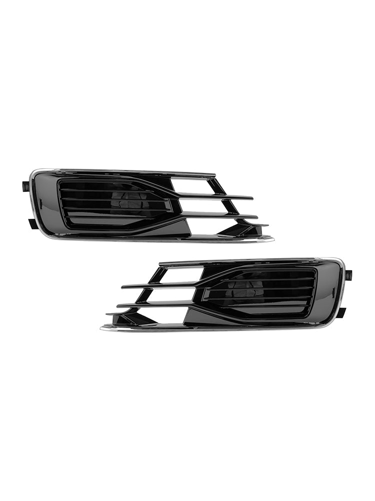 Audi 2014-2018 A6 C7 4G0807647T94 4G0807648T94 2PCS Front Bumper Foglight Cover Grill Black Chrome