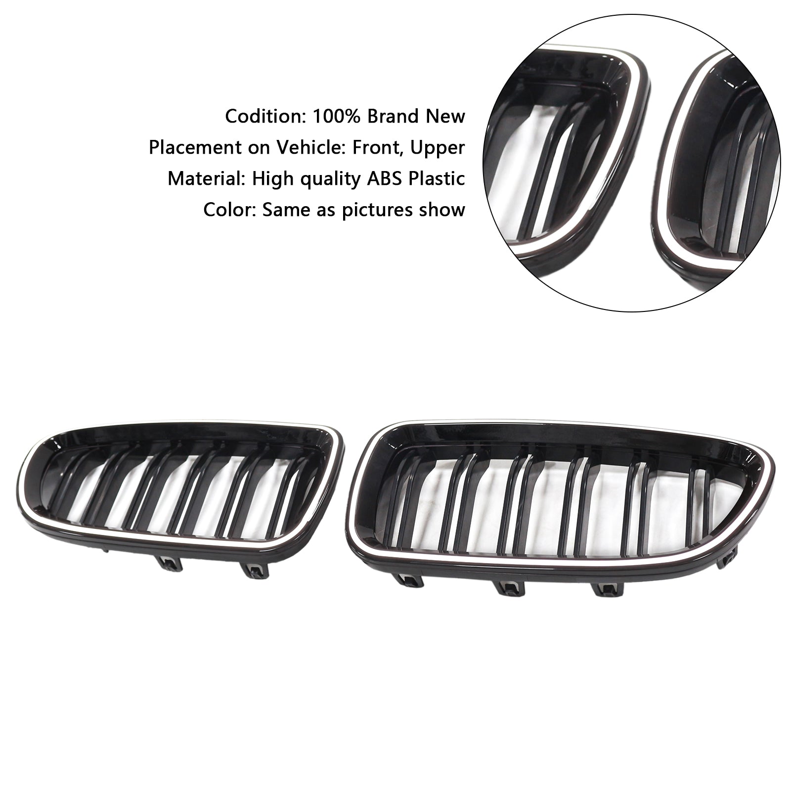 Rejilla de parachoques tipo riñón compatible con BMW Serie 5 F10 F11 2010-2016 en negro brillante