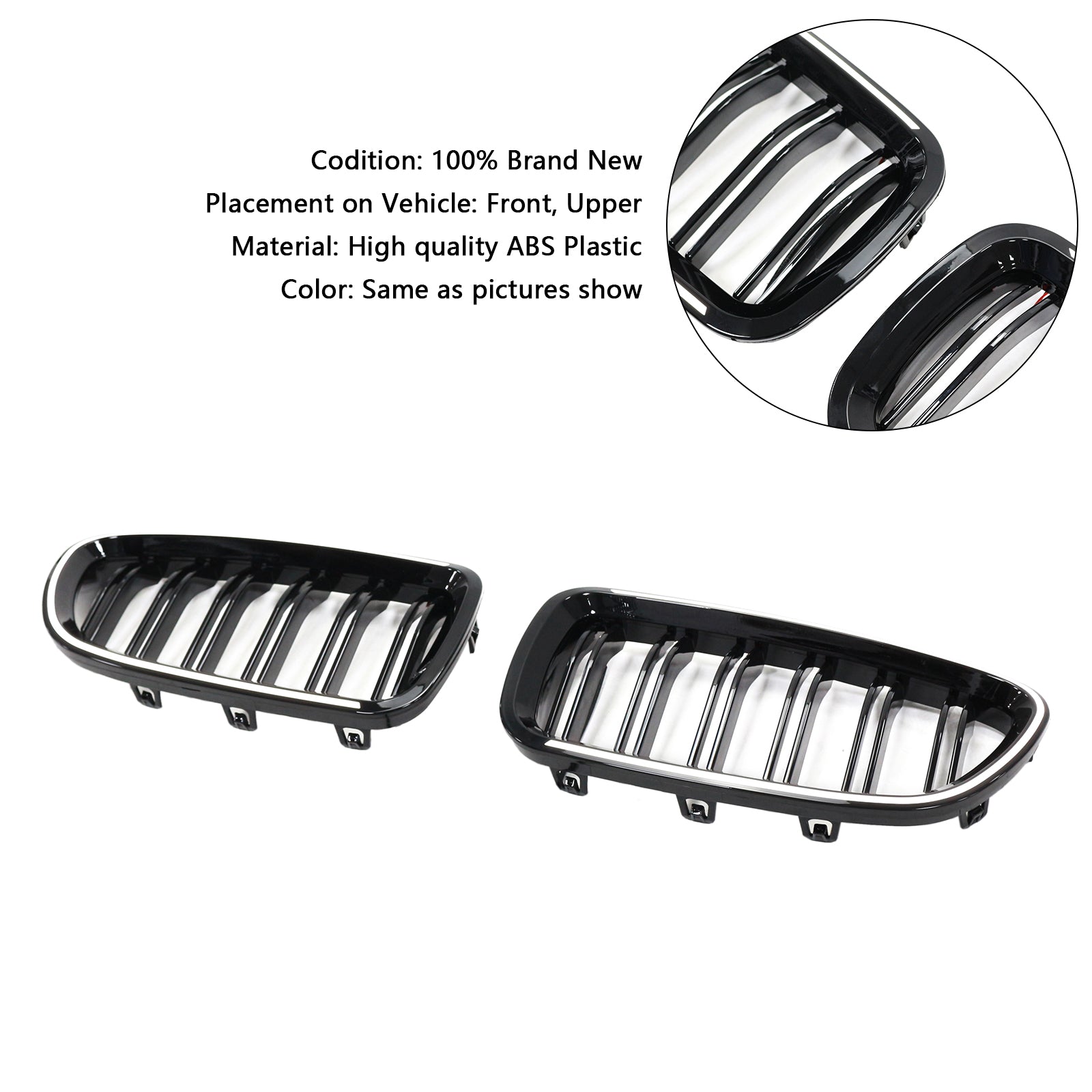 Kidney Bumper Grille Grill Fit BMW 5 Series F10 F11 2010-2016 Gloss Black