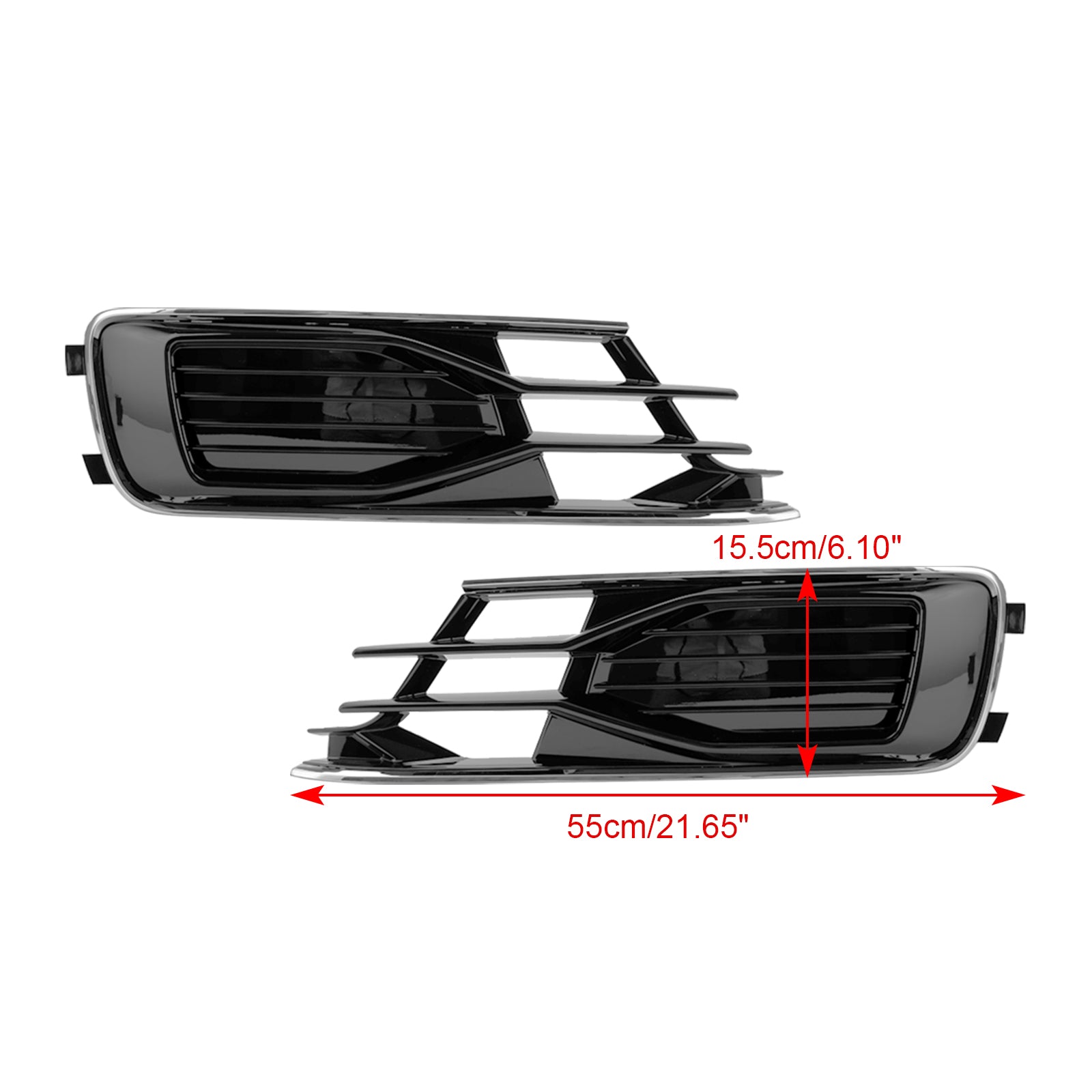 Audi 2014-2018 A6 C7 4G0807647T94 4G0807648T94 2PCS Front Bumper Foglight Cover Grill Black Chrome