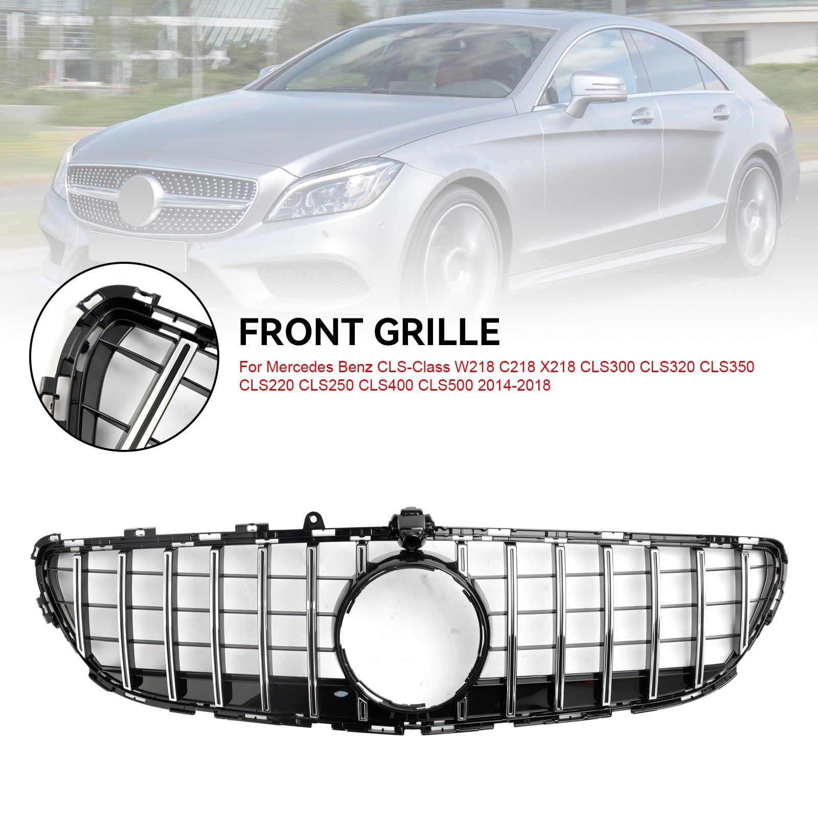 Parrilla de parachoques delantera estilo AMG para Mercedes Benz Clase CLS W218 C218 CLS300/320/350/220/250/400/550/53 2015-2018