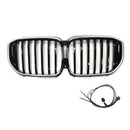 Black Front Bumper Grille Grill Fit BMW G05 LCI X5 2024+ Single Line W/LED-8