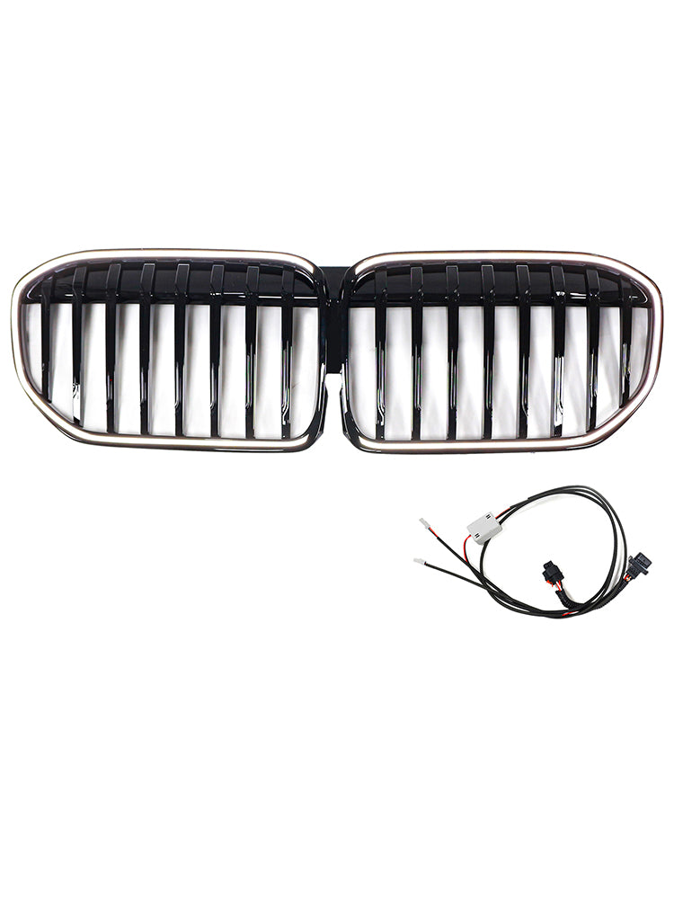 Single Slat Gloss Black Front Grill Grille Fit BMW 7 Series G11 G12 2019-2022