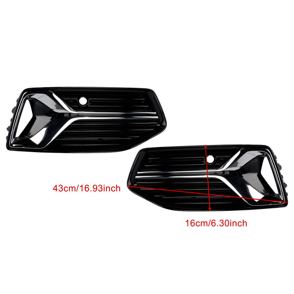 2PCS Front Bumper Fog Light Cover Grille Grill Fit Audi A6 C8 2018-2024 Standard