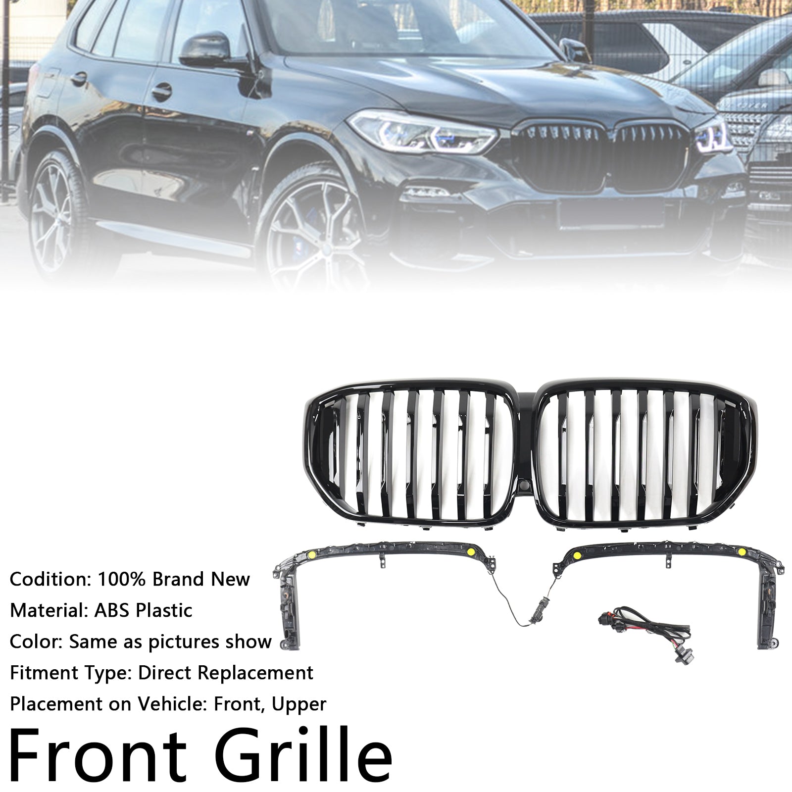 Gloss Black Front Kidney Grille Grill Fit BMW X5 G05 2019-2022 M-Performance