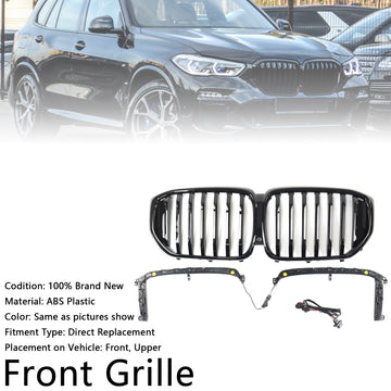 Grade dianteira preta brilhante em forma de rim para BMW X5 G05 2019-2022 M-Performance