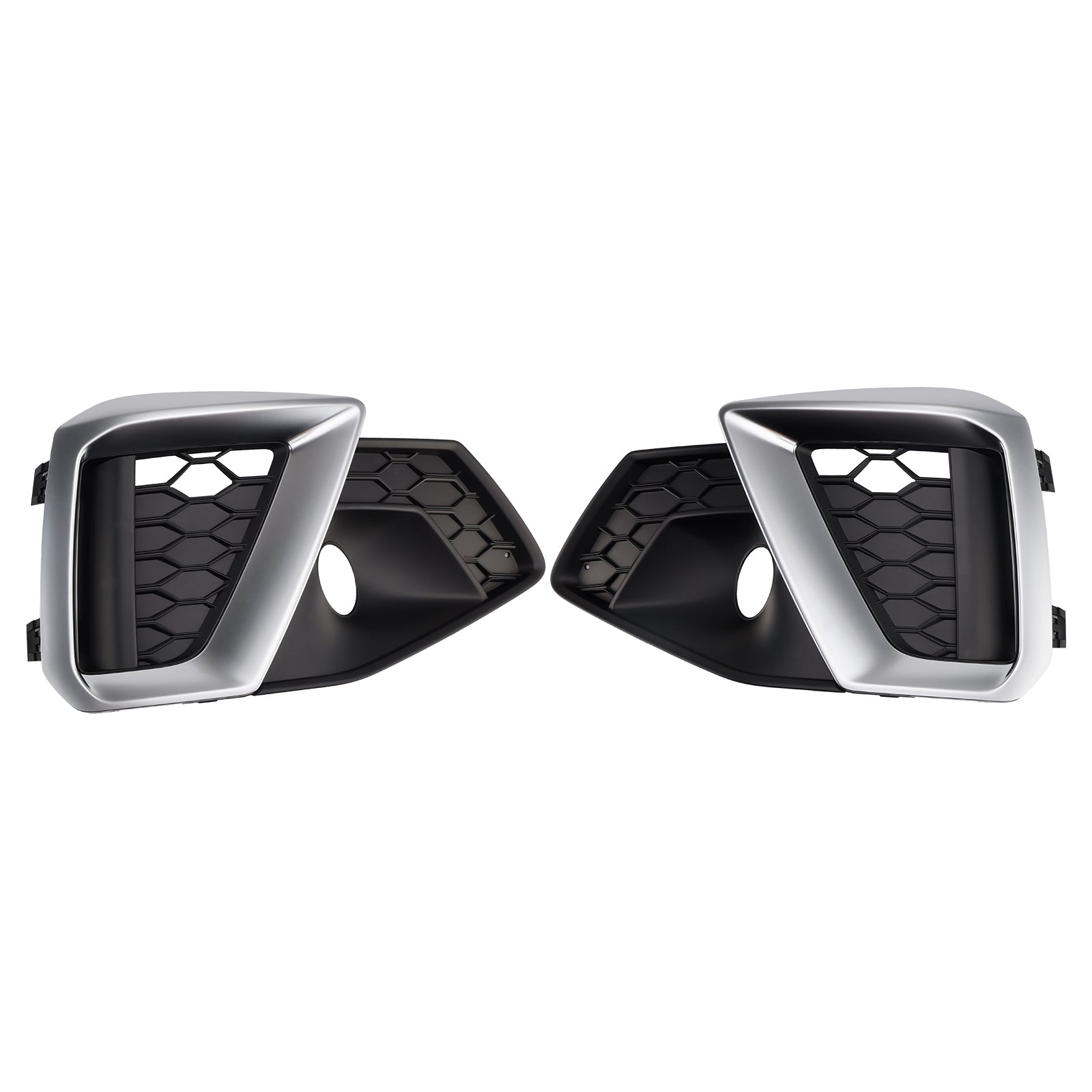 Audi A4 B9.5 S-Line / S4 2020-2024 Silver Trim Honeycomb Fog Light Grill Front Bumper Lower Fog Grill Cover 5056617301387 8W0807681AM