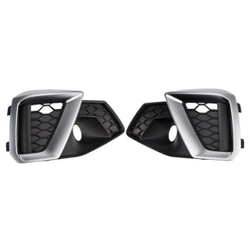 Audi A4 B9.5 S-Line / S4 2020-2024 Silver Trim Honeycomb Fog Light Grill Front Bumper Lower Fog Grill Cover 5056617301387 8W0807681AM