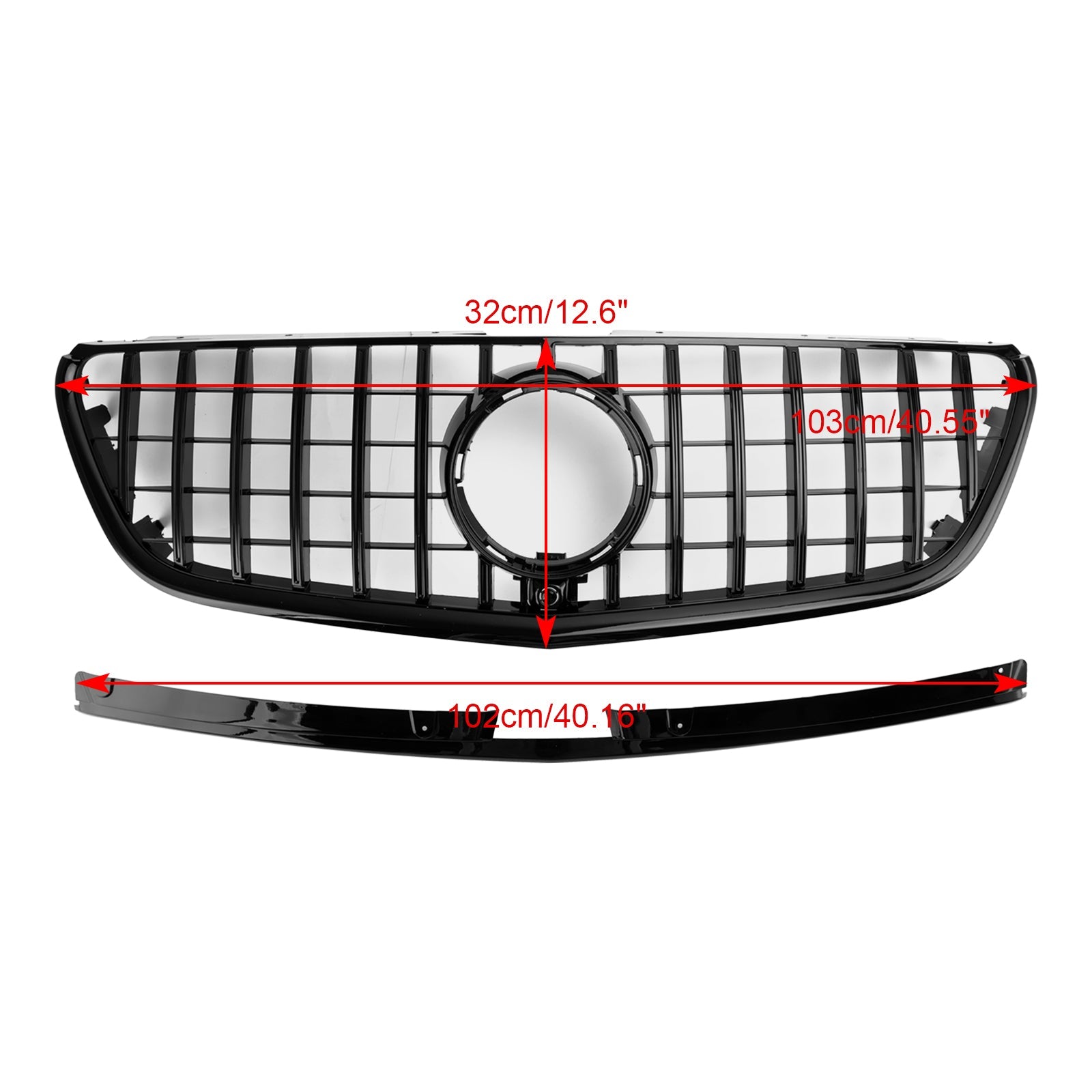 Grille de pare-chocs avant de style GT Mercedes Benz Vito W447 111CDI 114CDI 116CDI 119CDI 2015-2019 Grille noire brillante