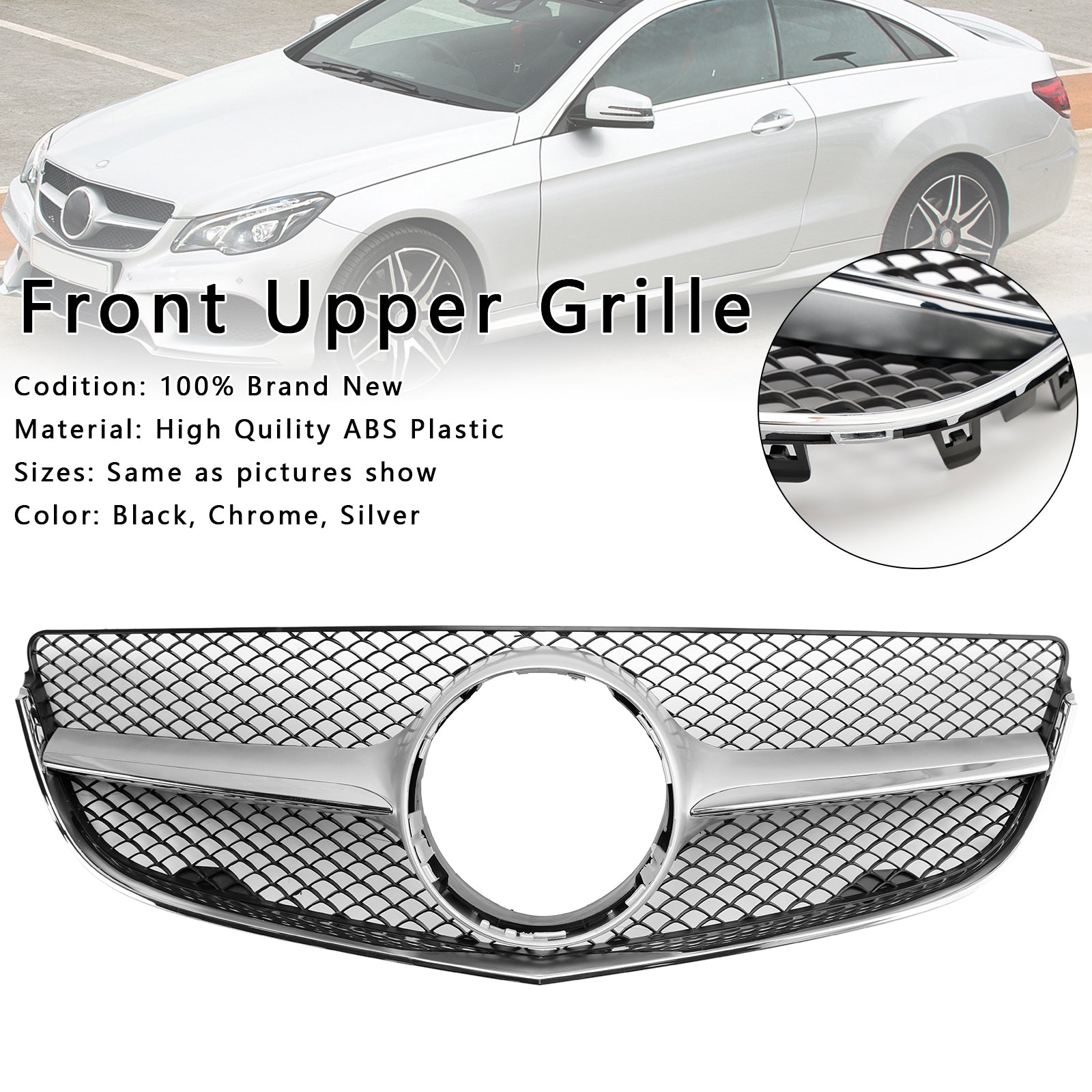 Pare-chocs Avant Chromé Pour Fiat 500 2007-2015 - Moulure Grille Supérieure 1 Paire