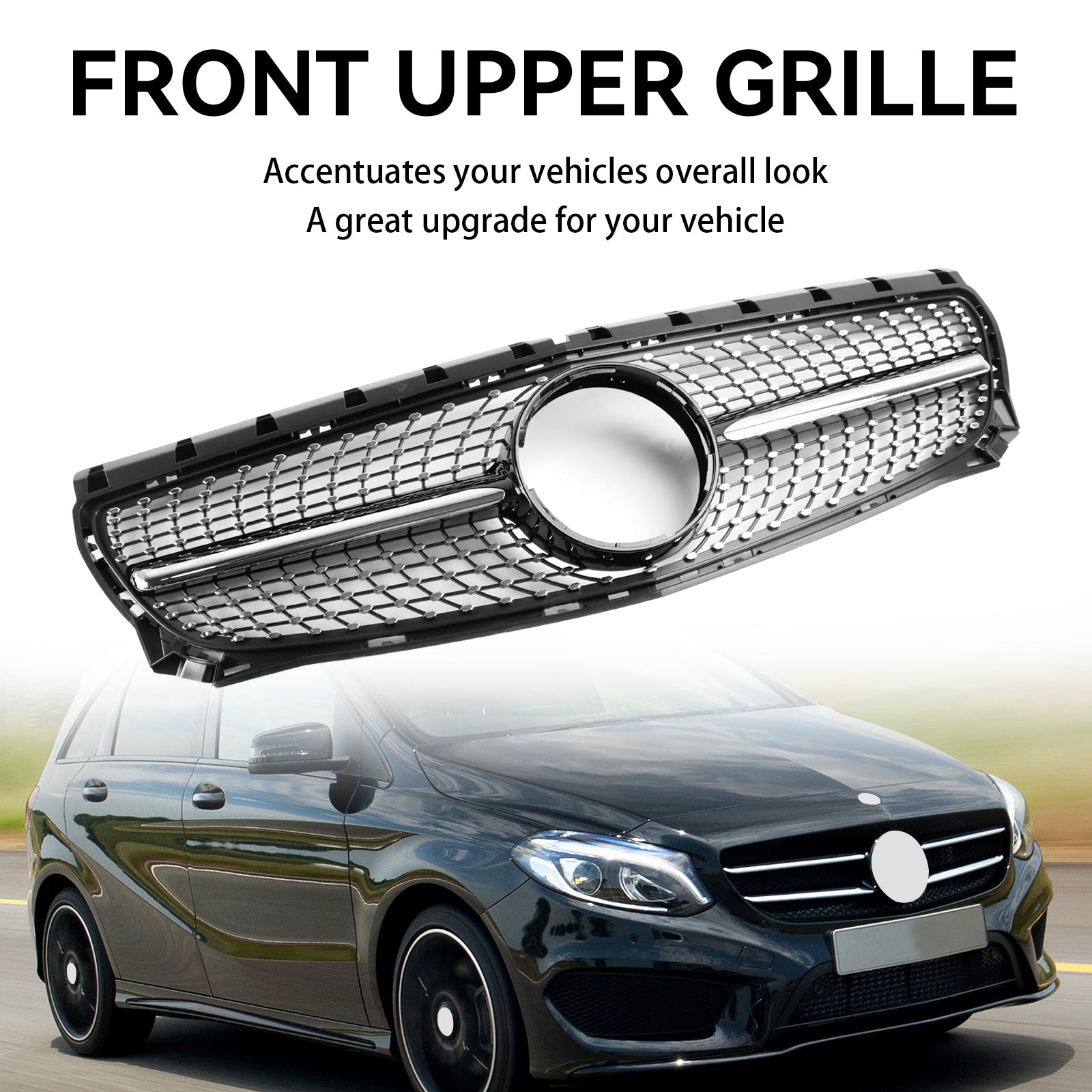 Mercedes Benz B-Class W246 2011, 2014, 2022-2023 Pre-Facelift Front Radiator Grill Black Chrome Grille