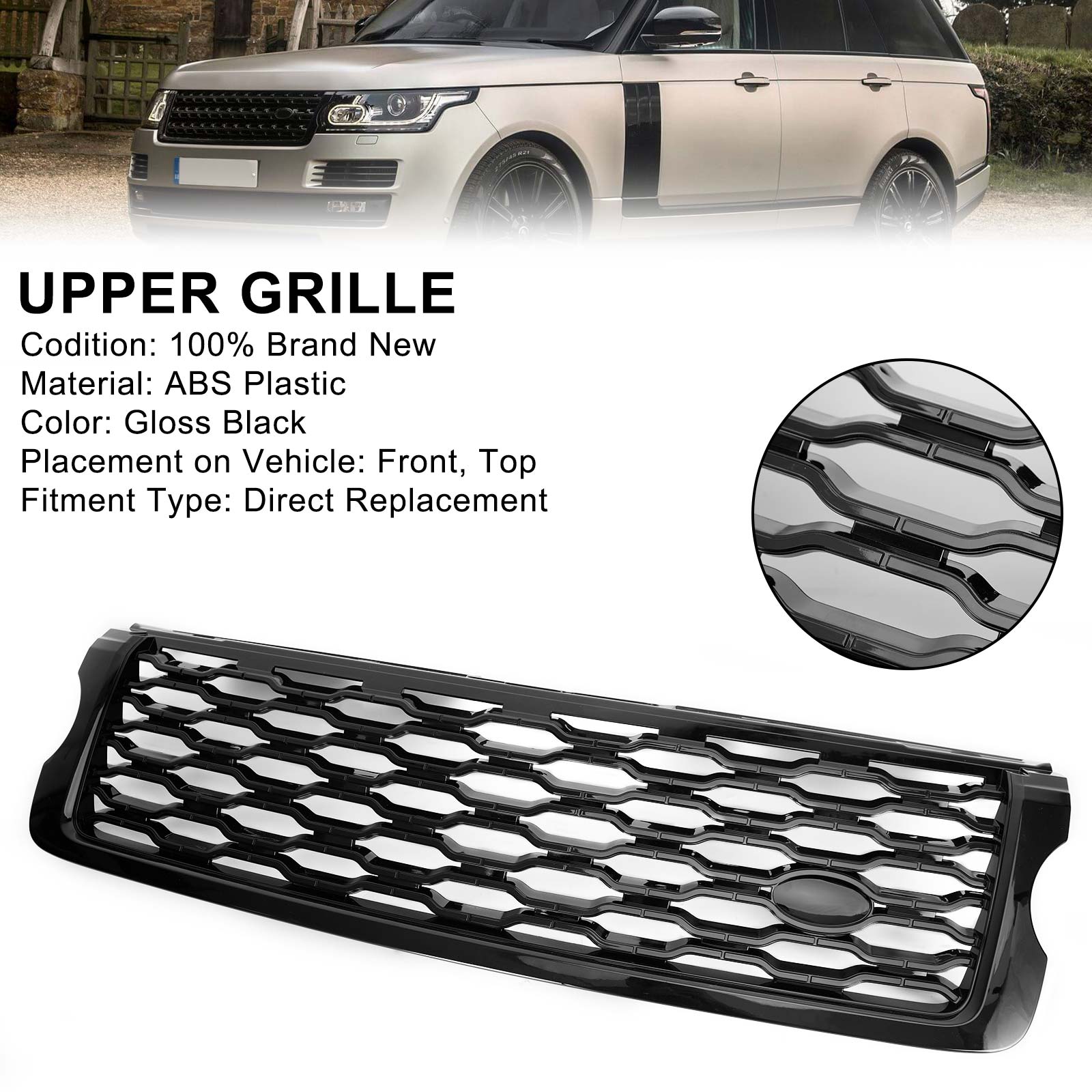 Remplacement de la grille supérieure du pare-chocs avant du Land Rover 2013-2017 Range Rover Vogue L405