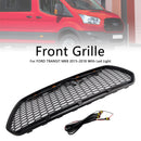 Ford Transit MK8 2015 2016 2017 2018 2019 Mat Zwart Honingraat Stijl Grill Voorbumper Luchtinlaat Radiator Grille W/LED Licht-4