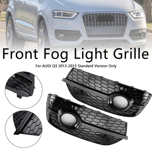 Cubiertas de luz antiniebla delantera estilo panal RSQ3 para Audi Q3 2013-2015 negro brillante