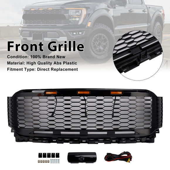 Vervanging ABS Voorbumper Grille Grill Fit Ford F150 2021-2023 Raptor W/LED