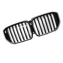Black Front Bumper Grille Grill Fit BMW G05 LCI X5 2024+ Single Line W/LED-10