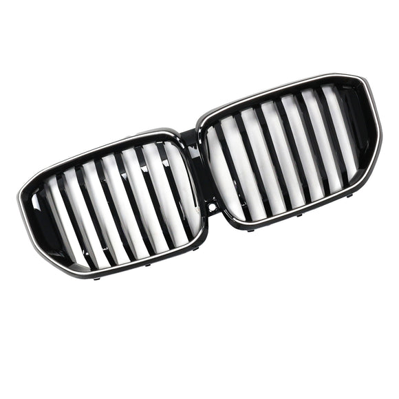 Black Front Bumper Grille Grill Fit BMW G05 LCI X5 2024+ Single Line W/LED