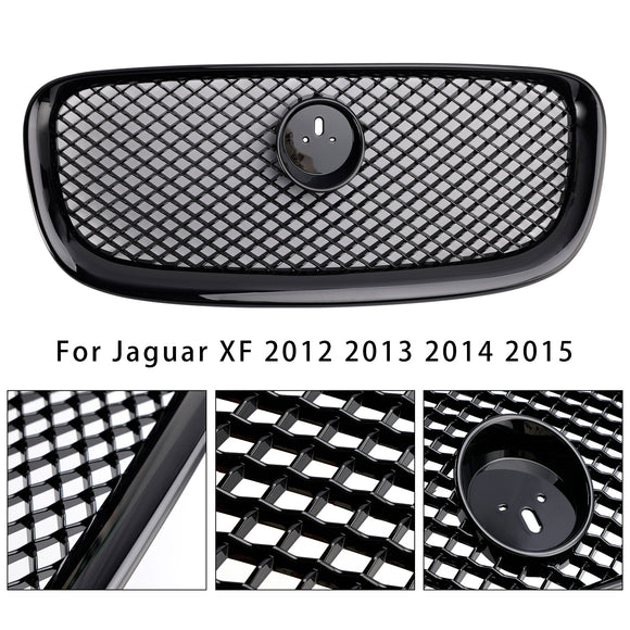 Rejilla de parachoques delantero estilo XF-R compatible con Jaguar XF 2012-2015 negro brillante