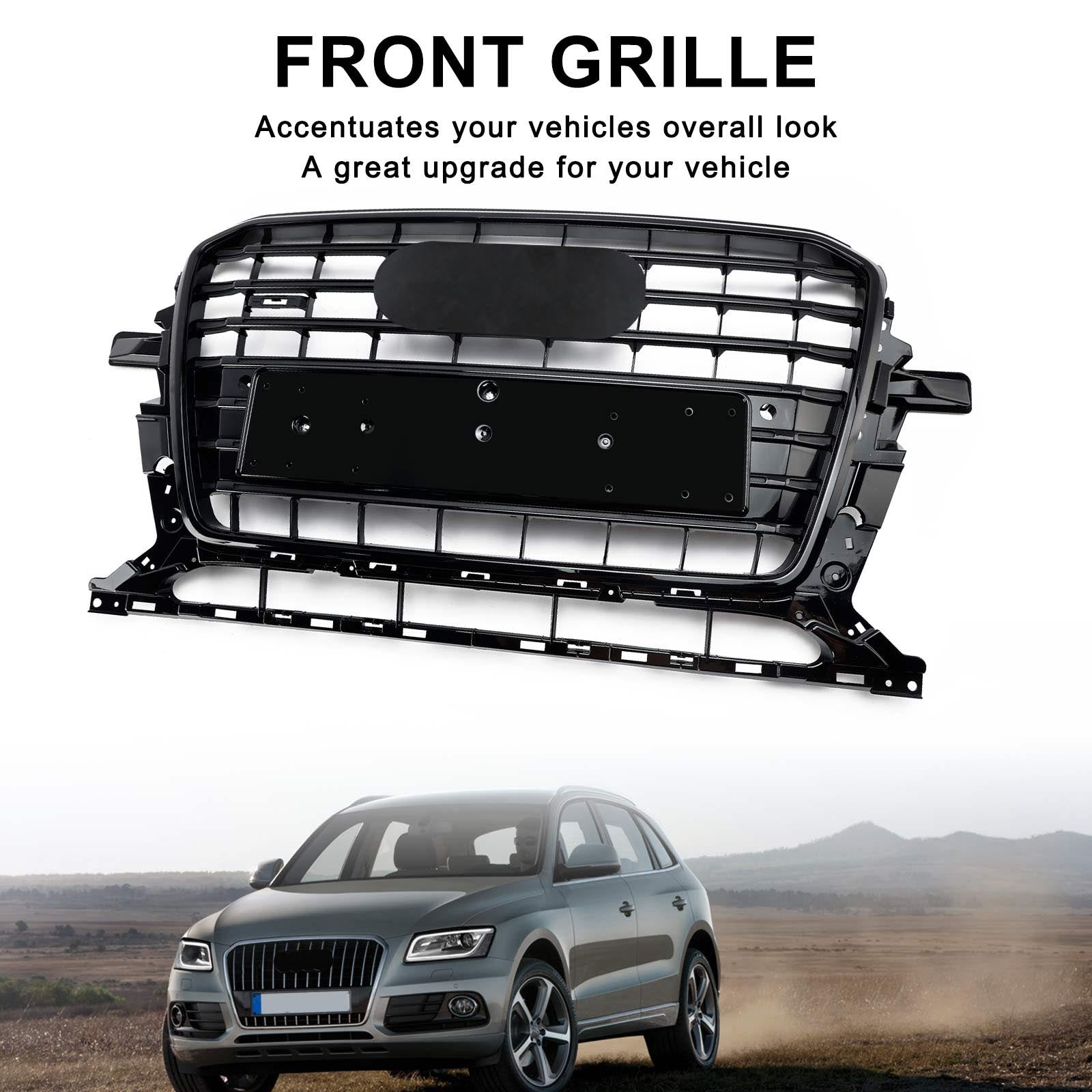 Parrilla deportiva hexagonal de malla de panal de abeja negra estilo RSQ5 para Audi Q5 SQ5 2013-2017