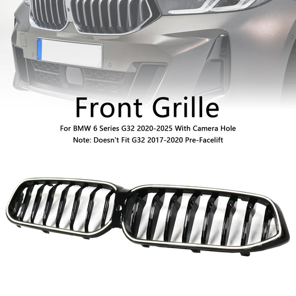 Grade frontal preta brilhante em forma de rim para BMW Série 6 G32 2020-2025